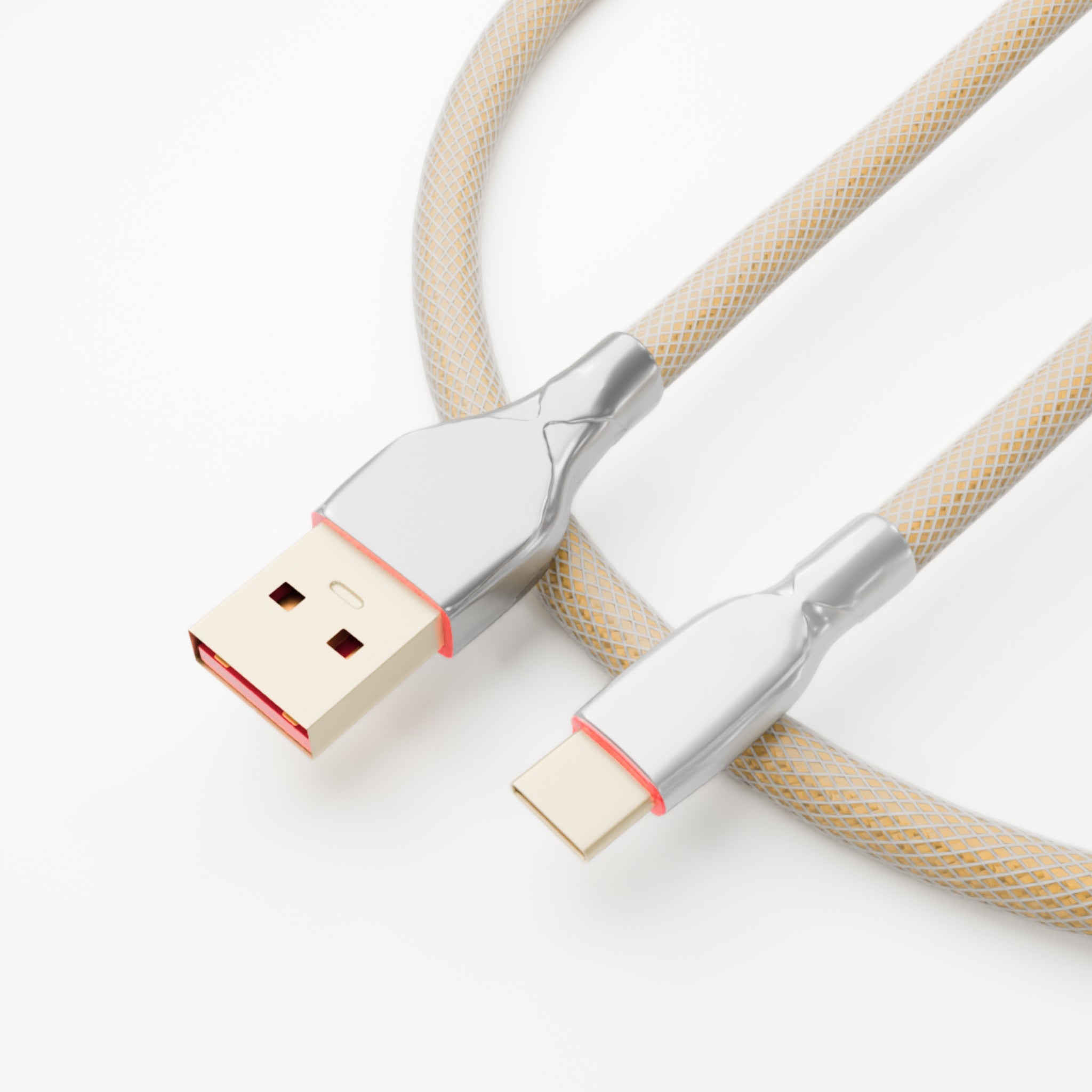 Beige Coiled Keyboard Cable