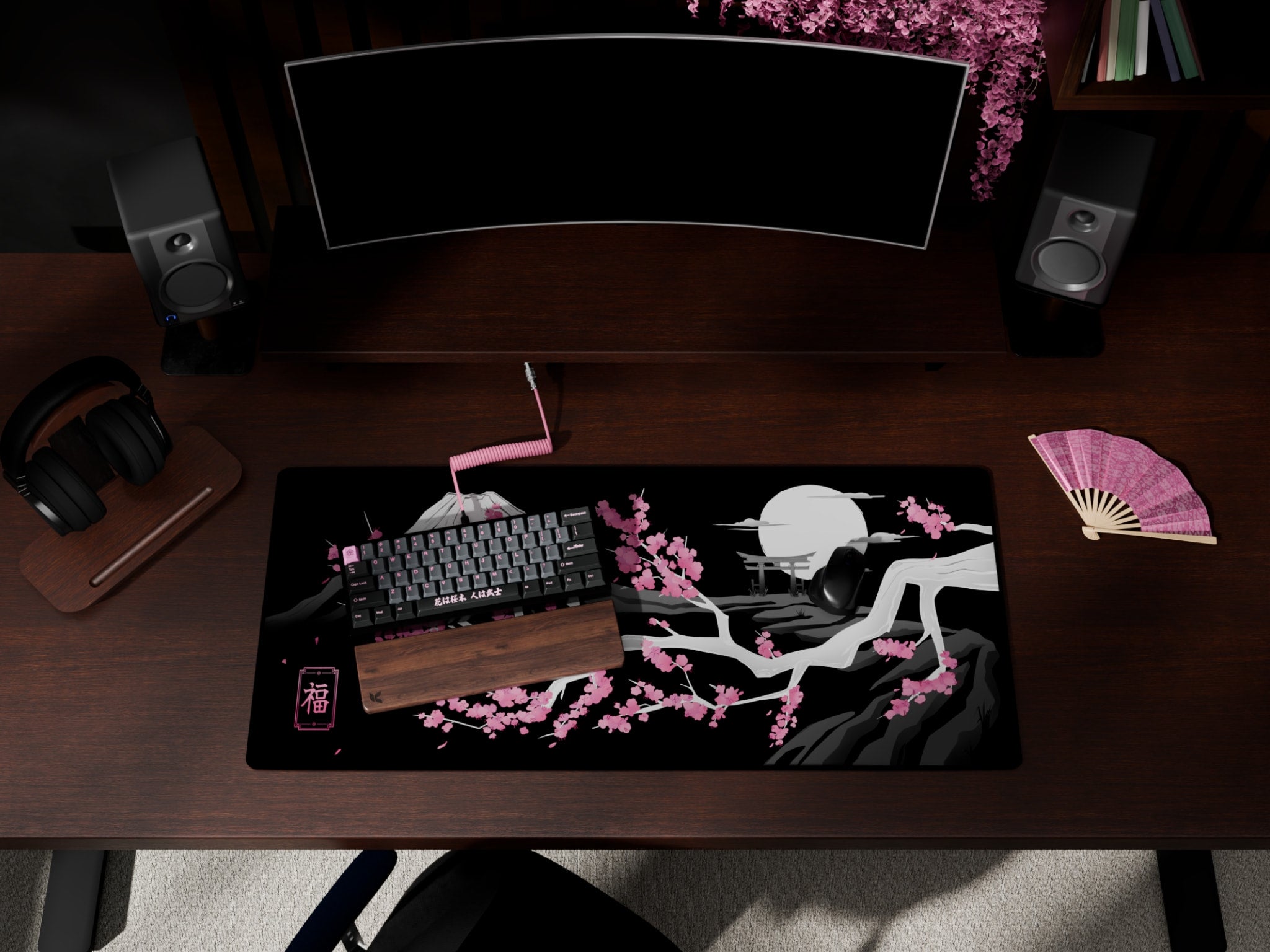 Night Sakura Mousepad + Keycap Set Bundle