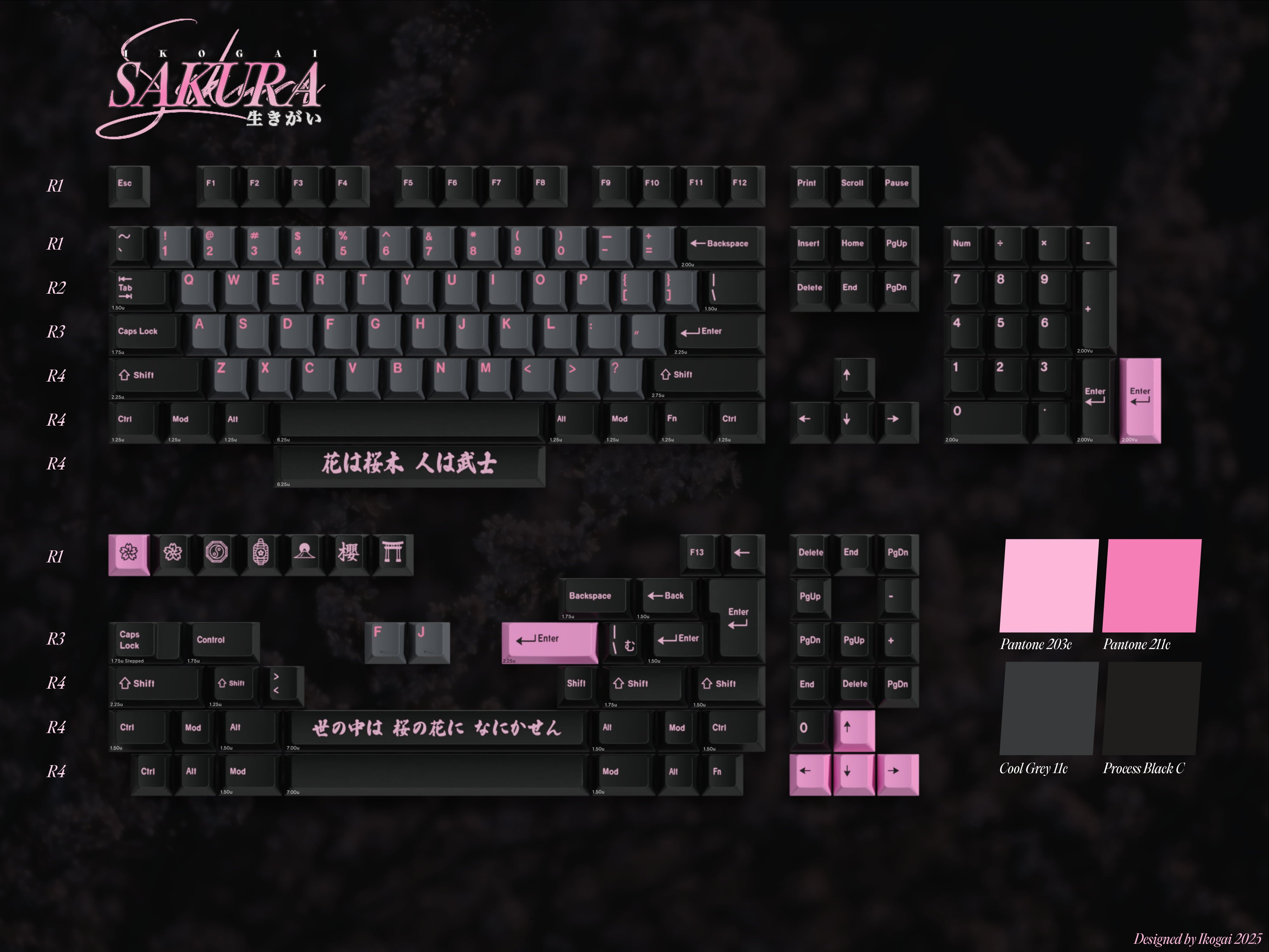 "Night Sakura" Custom Keycap Set
