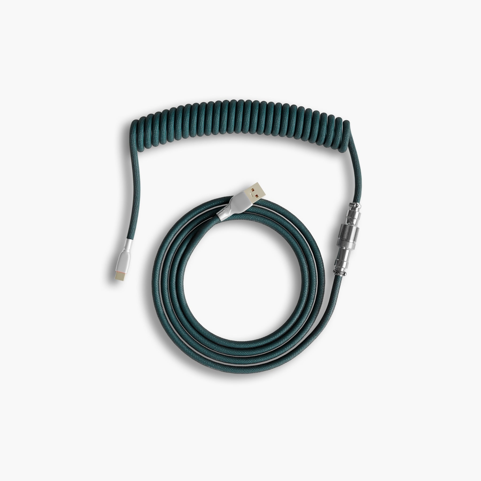 Cable de teclado enrollado cian