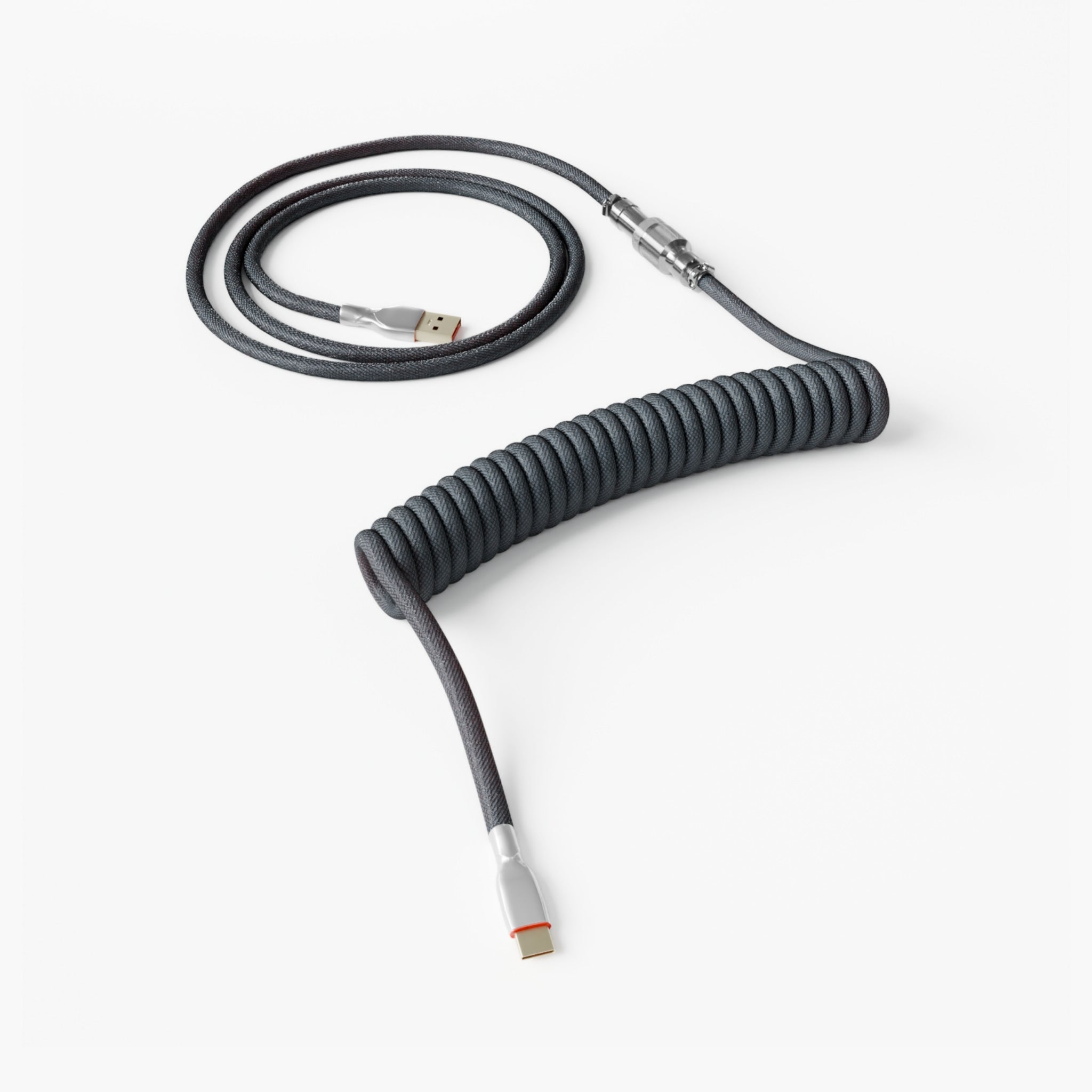 Grey Coiled Keyboard Cable