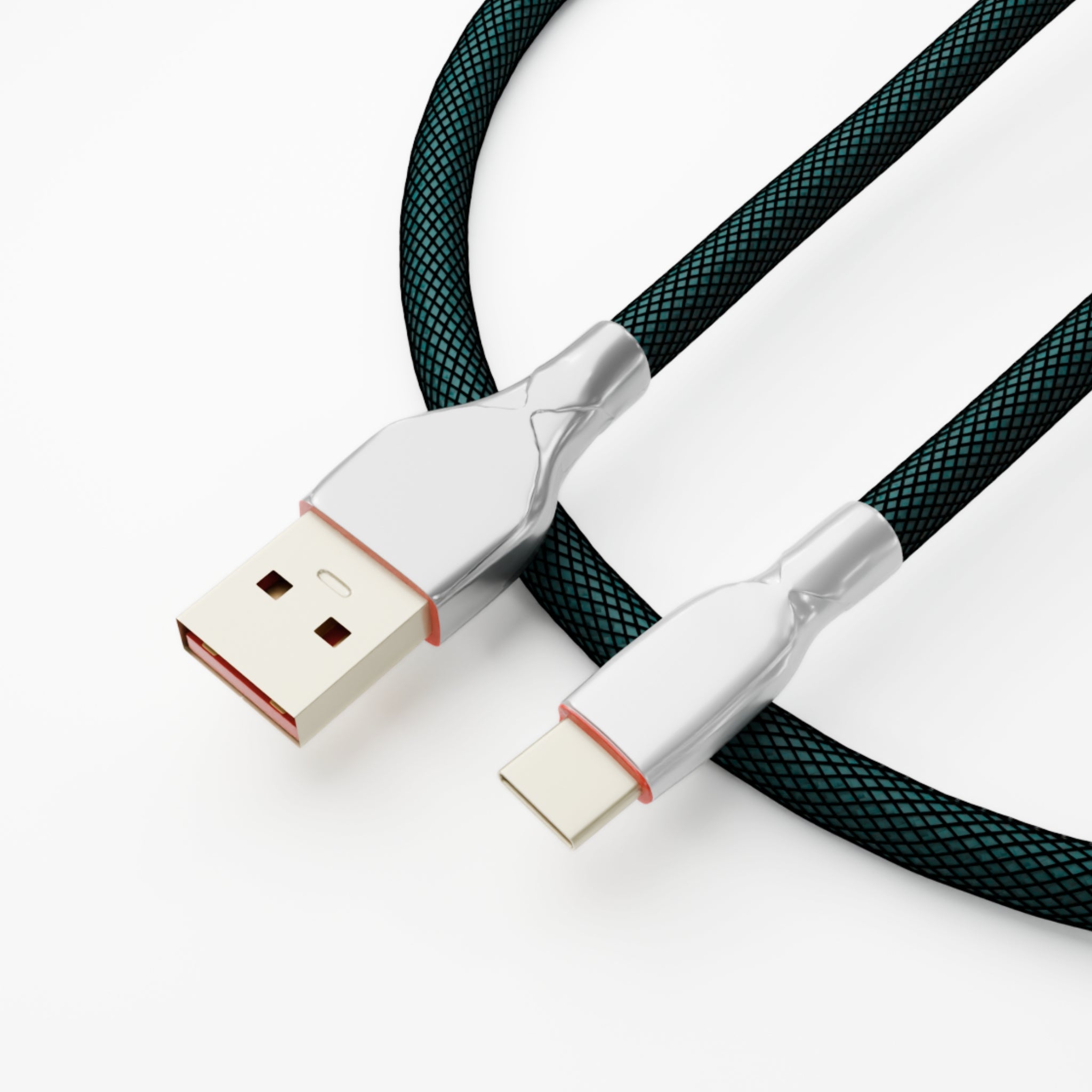 Cable de teclado enrollado cian