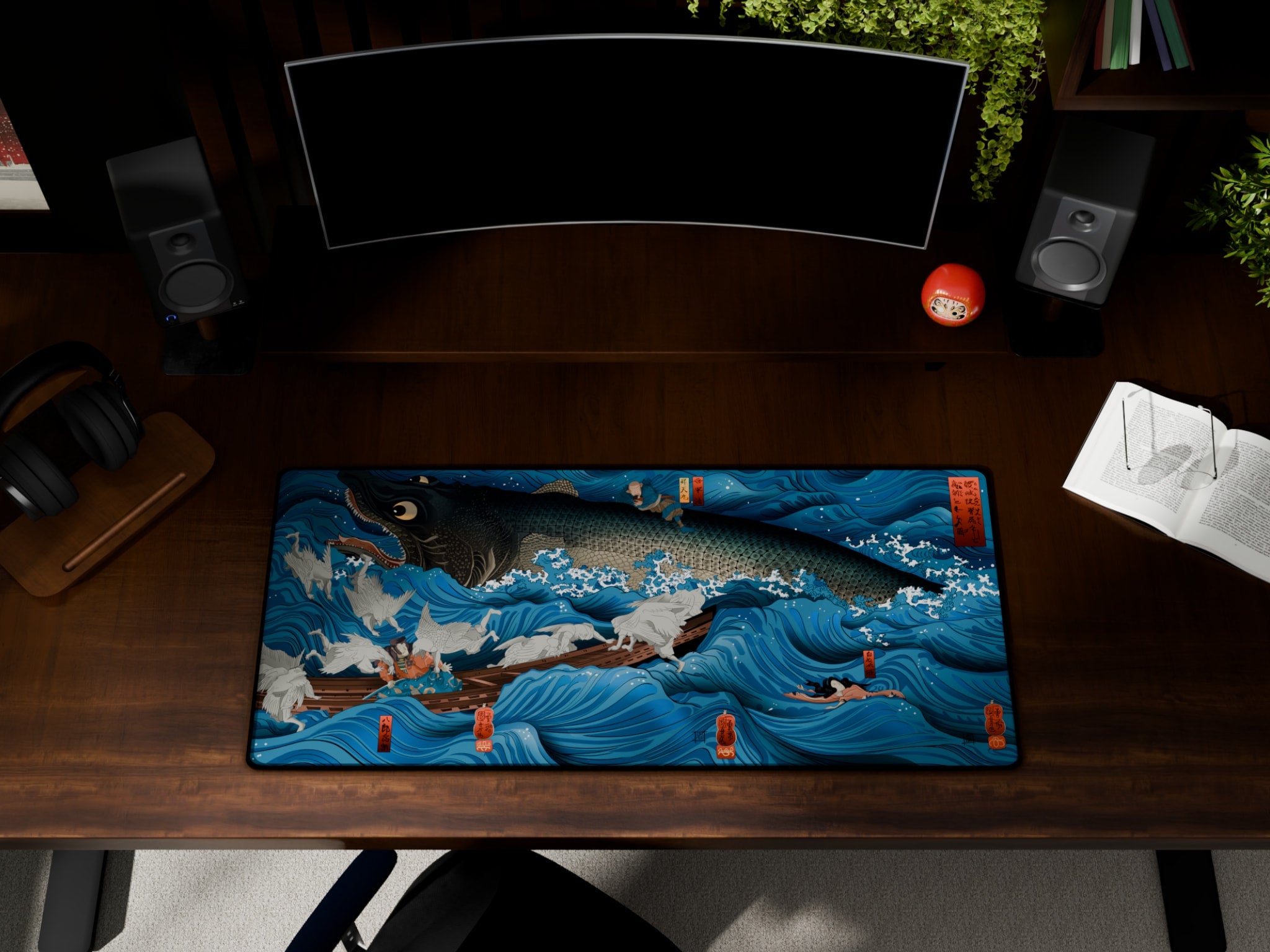 TAMETOMO RESCUED BY TENGUS, BY KUNIYOSHI