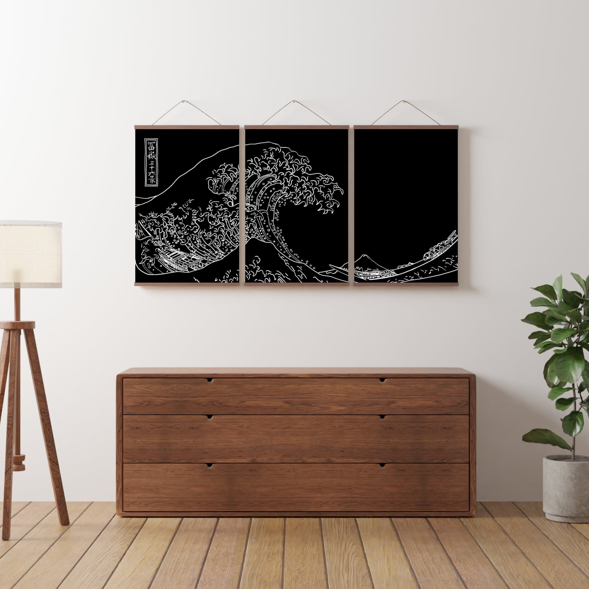 THE GREAT WAVE OFF KANAGAWA, BY HOKUSAI (B&W EDITION)